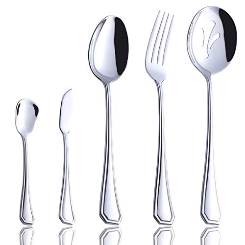 OMGard Serving Utensils Set 5 Piece Dinner Serving Set 18/0 Stainless Steel Flatware