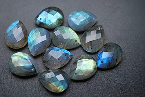 Labradorite bleue briolette poire lot de 10 perles facettées 13x18mm