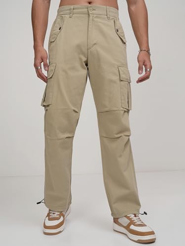 Image of Highlander Men's Utility Pocket Cargo Trousers |Parachute Cargo Trousers |Durable & Functional | Outdoor Ready | Trouser for Men | Men Trousers