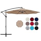 Best Choice Products 10ft Offset Hanging Market Patio Umbrella w/Easy Tilt Adjustment, Polyester Shade, 8 Ribs for Backyard, Poolside, Lawn and Garden - Tan