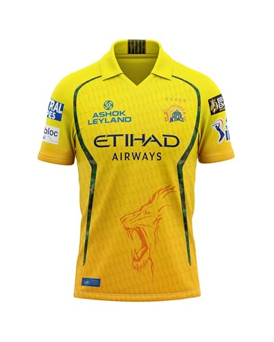 Image of CSK Jersey MS Dhoni 7 Team Half Sleeve Jersey 2023 /2024 for Boys & Men