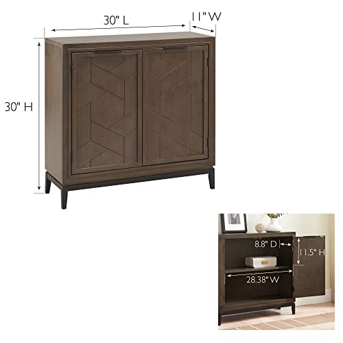 Image of Leick Home 10143-GRBLK Emmett Mixed Metal and Wood Foyer Cabinet, Riverstone /Matte Black