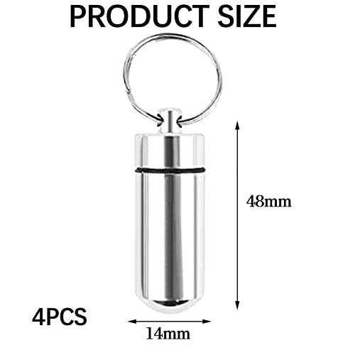 Kleine Pillencontainer,Aluminium Pillenhouder,Aluminium Pillendoos Mini Fles,Waterdichte Pillenhouder Sleutelhanger voor Outdoor Camping, Draagbare Medicijnhouder, 4 STKS - Afbeelding 3