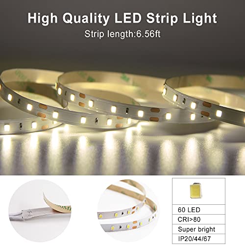 VST Fita de luz LED de 2 metros, sensor de movimento com fita de LED operada por bateria para armári