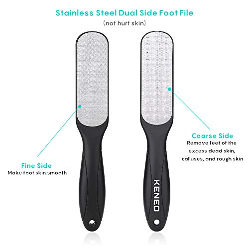 Foot Scrubber Pedicure Tools Rasp - 5 Pcs Kened Foot File Callus Remover For Feet To Remove Hard Skin - 2 X Stainless Steel Black, 3 X Plastic Blue #TOP3