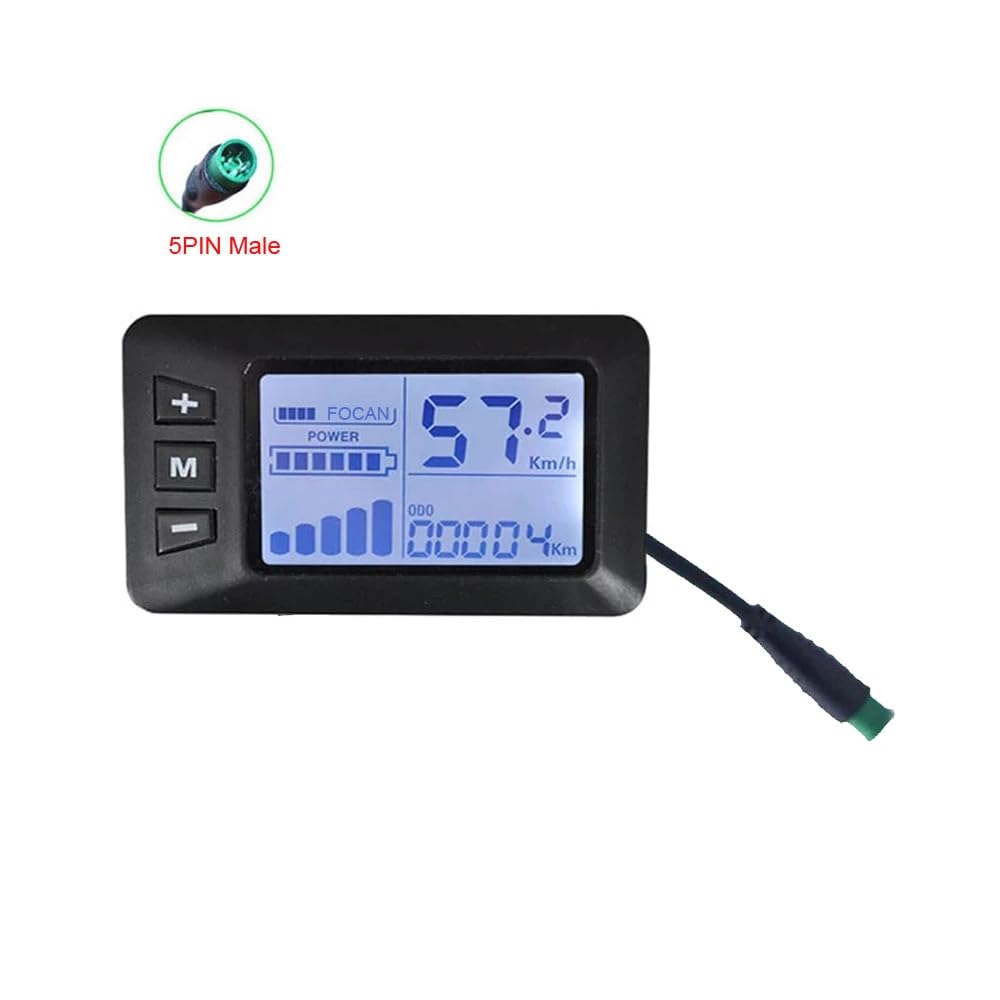 Panel de Pantalla del Controlador de Bicicleta eléctrica E Medidor de Repuesto G51 LCD de 5 Pines 24/36/48 V Ciclocomputador para Bicicleta Scooter Conector del Acelerador Protocol