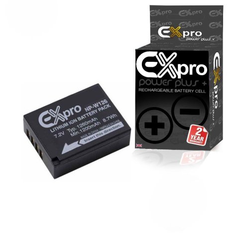 Ex-Pro High Power Plus+ 1260mAh Lithium Ion Replacement Battery for Fuji HS30 EXR, HS30 EXR, HS33 EXR, HS33 EXR, X-Pro1, XPro1 - Black