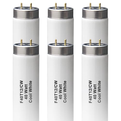 Ignixlite (6Pack) T12 4FT Fluorescent Bulb F40T12/CW 40W 48inch Light Tube 4100K Cool White Replaces F40T12/CW/Supreme F40CWX Medium Bipin(G13) Base 2600 Lumens