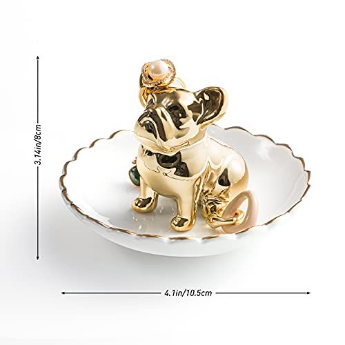 Pudding Cabin Bulldog Ring Holder Dish, Gifts For Mom Christmas, Birthday Gift For Women Friend Girls Aunt Mothers Day Bridesmaid Wedding Engagement Xmas Gifts, Dog Mom Gifts For Women #TOP3