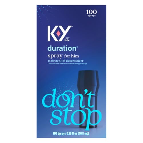 K-Y Duration Delay Spray, Numbing Climax Delay Spray for Men & Lidocaine Desensitizing Spray, Climax Control, Sex Accessories for Adults Couples, Last Longer in Bed, 0.36 FL OZ / 100 Sprays
