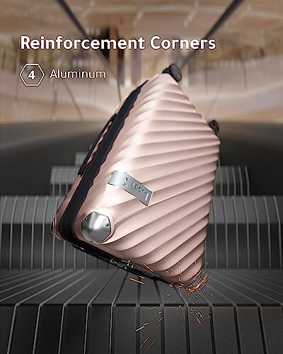 Luggex Pink Carry On Luggage 22X14X9 - Polycarbonate Expandable Hard Shell Suitcase With Spinner Wheels #TOP5