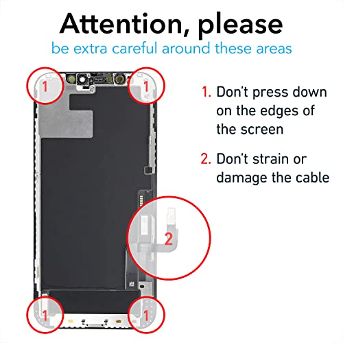 Vietus Cell Phone Screen Replacement Kit For Iphone 12/12 Pro, Responsive Soft Oled Display Digitizer With Tempered Glass, Waterproof, Easy Diy Frame Installation #TOP4