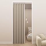 YKFN 間仕切りカーテン 断熱 一級遮光 のれん おしゃれ 北欧 遮光 暖簾 170cm丈 アコーディオンカーテン 間仕切り ロング 節電対策 保温 防寒 防音 目隠し 形状記憶加工 のレン 突っ張り棒カーテン 部屋の間仕切り 厚手 無地 ドア用カーテン 洗濯機対応 階段 ベージュ 幅100cm*丈170cm