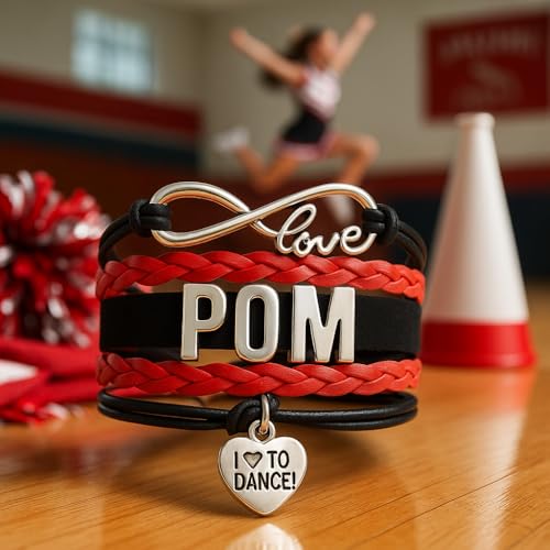 Image of Sportybella Pom Charm Bracelet- Infinity Love Adjustable Pom Dance Jewelry