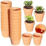 Kosrtuny 3 Inches Terracotta Clay Pots Pack of 26 pcs- Pottery Fleshy Flower Planter with Drainage Hole，for DIY Home and Office Desktop/Windowsill/Ornament Decoration Wedding