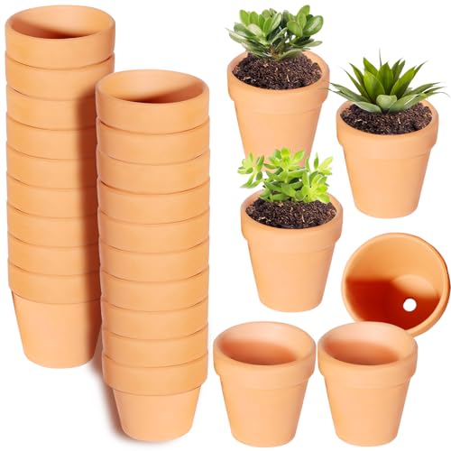 Kosrtuny 3 Inches Terracotta Clay Pots Pack of 26 pcs- Pottery Fleshy Flower Planter with Drainage Holefor DIY Home and Office Desktop/Windowsill/Ornament Decoration Wedding