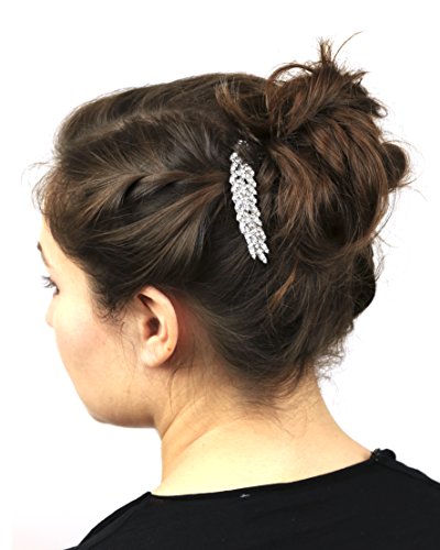 International Inspirations Pave Crystal Leaf Branch Bridal Bride Bridesmaid Hair Comb - Thumbnail 3