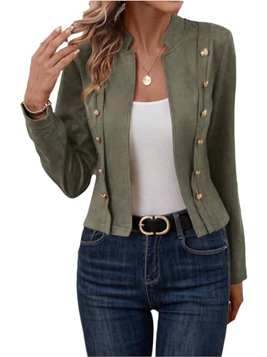 Mina Self Womens Cropped Suede Blazer Jacket 2024 New Spring Fashion Casual Lightweight Petite Fitted Office Outwear Suit…3