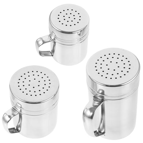 Cabilock 3piezas Espolvoreador De Polvo Inoxidable con Tapa y Asa para Cacao y Especias Utensilio De Cocina para Hornear y Decorar Postres