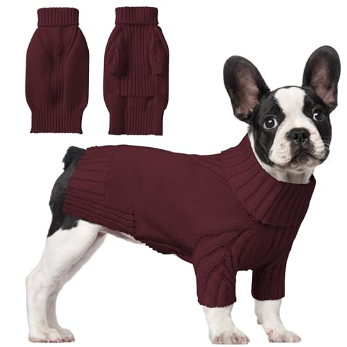 Image of Dog Sweaters for Small Medium Large Dog, Classic Turtleneck Pet Clothes Warm Thermal Doggy Winter Coat, Thick Double Knitting Collar Pullover Cold Weather Puppy Jacket for Indoor & Outdoor Wear
