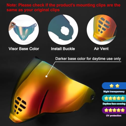 Image of PSLER Shatterproof Helmet Visor for Icon Airflite IC-06,Deep Red | Impact-Resistant ,UV400 Protection, Motorcycle Tinted Face Shield for Airflite IC-06 ,Visor Replacement