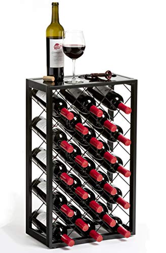 Mango Steam 23 Estante Para Vino con Tapa de Cristal, Negro Cover