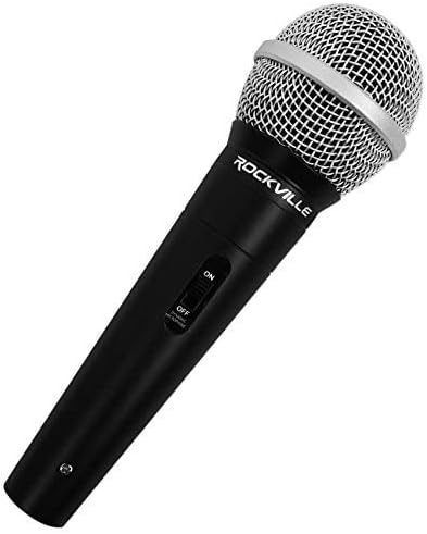 Rockville Wired Pro MIc Kit 1 - High-End Metal Microphone+Mic Stand+Carry Bag+Cable, Black