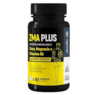 ZMA Alta Concentrazione 180 compresse. Integratore Testosterone Massa Muscolare a base di Zinco, Magnesio e Vitamina B6. Riduce Stanchezza e Affaticamento. NO GLUTINE E LATTOSIO. Zma PLUS da Agocap