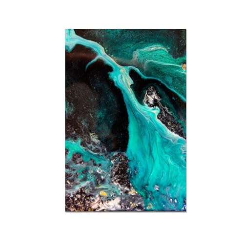 Moderne abstraite sur toile au graphisme soigné flux noir vert deco murale