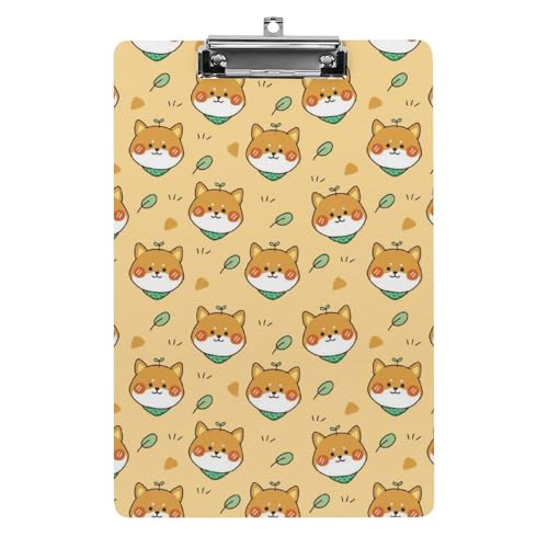 Planche à clip A4 Shiba Inu en acrylique pour organisation de bureau