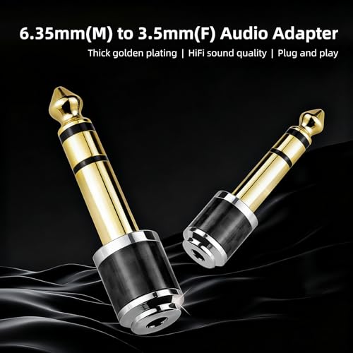 Adaptador de Audio 6.35mm a 3.5mm, Conector de Cobre Chapado en Oro 24K miniatura 3