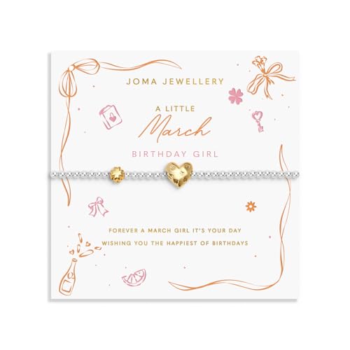 Joma Jewellery BIRTH MONTH A LITTLE MARCH Silver & Gold Plated Bracelet 17.5cm stretch