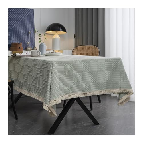 COUIVQA Manteles de Pascua, rectangulares, de poliéster, Color Verde Claro, a Cuadros Lisos, para Decorar la Sala de Estar (Verde Claro (140 x 140 cm))
