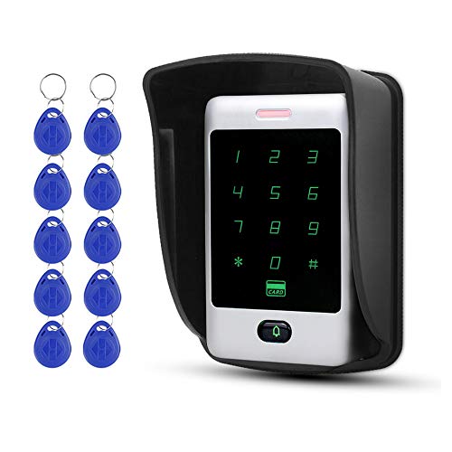 uoweky Rfid Metalen Toegangscontrole Toetsenbord met Waterdichte kap Contactloze Deurcontroller Elektrisch Veiligheidsslot + 10stuks Blu 125KHz Sleutelhangers