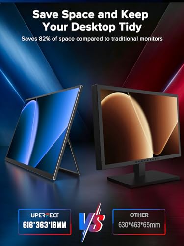 Image of UPERFECT Portable Monitor 27 inch, Dual Mode 4K UHD 144Hz /FHD 288Hz Gaming Monitor, 0.1ms FreeSync, 600 Nits, 125% sRGB, USB-C & HDMI 2.1 & DP 1.4, Large Second Screen for Laptop, Computer, Game Consoles