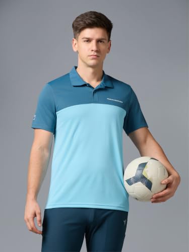 Image of TECHNOSPORT Men's Slim Fit Half Sleeve Polo T-Shirt with Collar, TECHNOCOOL+ Quick Dry Moisture Wicking Polo Tee for Gym Sports Golf and Casual Wear