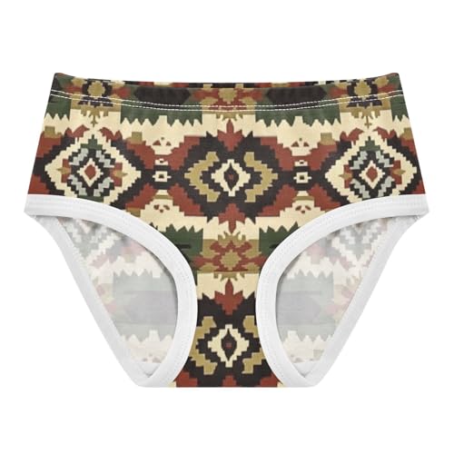 Daily Wear Girls' Panties Comfort Color for Toddler Girls Bohemian Geometric Pattern in Sizes 2T,3T, 4T, 5T, 6Y and 8Y