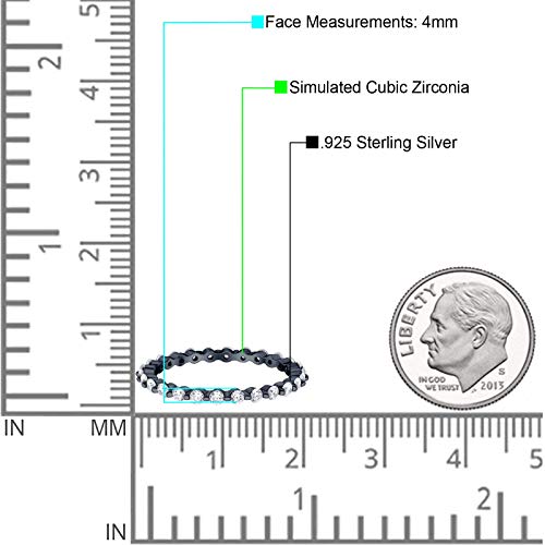 Blue Apple Co. Eternity Stackable Band Round Cubic Zirconia 925 Sterling Silver4