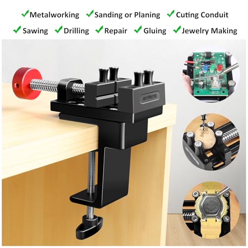 Image of ArtyMaster Mini Drill Press Vise with Rubber Soft Jaws, 0-2.48 inch Clamping Range Mini Vice Clamp for Crafts, Jewelry Making, Modeling and Repairs, Precision Aluminum Small Vise for Small Projects