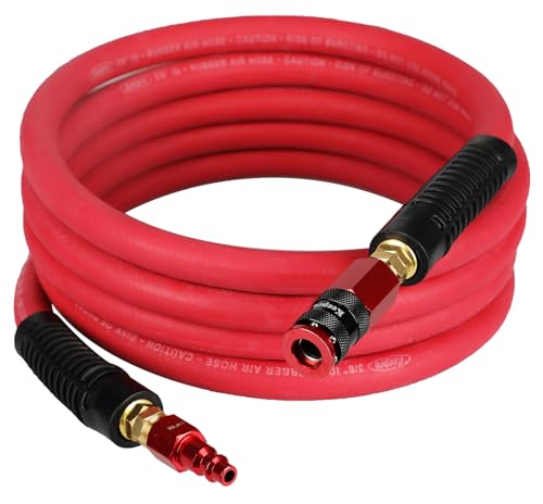 Keepro Rubber Air Hose 3/8" x 10ft, 300 PSI, Swivel Coupler