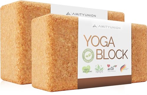 AMITYUNION Yoga Block Cork Set 2-100% Naturale - Hatha Klotz