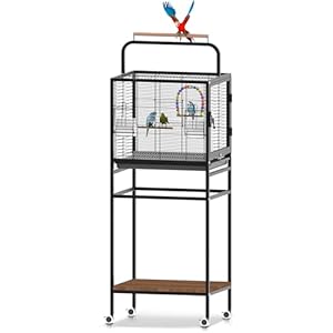 Bird Wrought Iron Cage, Home Style Detachable Travel Birdcage for Small and Medium Birds Parrots Lovebird Conures Cockatiel,Black,52-Inch