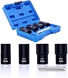 LQB 1/2inch Drive Impact Bolt Nut Removal Extractor Socket Tool Set 17mm 19mm 21mm 22mm Twist Socket...