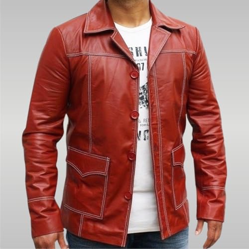 Men's Fight Black Biker Leather Jacket - Sheepskin Clud Tyler Durden Jacket Men3