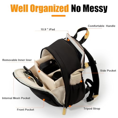 Cwatcun Camera Backpack Bag, Stylish DSLR/SLR Camera Bag with Tripod Strap Laptop Compartment and Removable Dividers Lightweight Photograhy Backpack Case for Canon/Nikon/Sony Accessories
