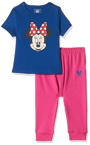 Amazon Brand - Jam & Honey Baby Girls Disney T-Shirt + Jogger 2 Piece Clothing Set||100% Cotton Playful Prints