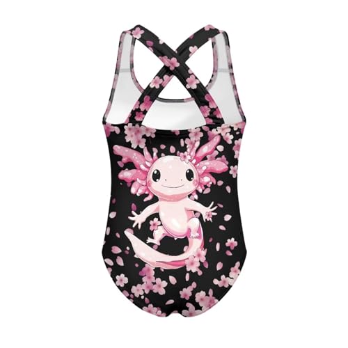 Image of Girls One Piece Swimsuits Axolotl Cross Back Swimwear Beach Summer Quick Dry Beach Bathing Suit