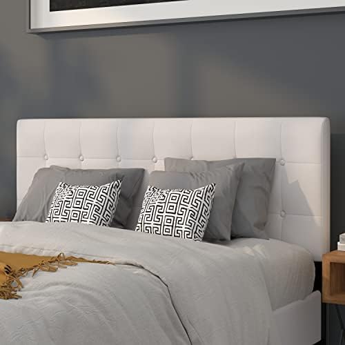 Flash Furniture Queen Tufted Vinyl Headboard, White