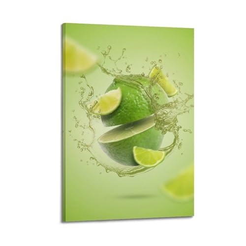 Poster fruits verts et jus ZHOUKEG toile suspendue 40x60 deco murale moderne