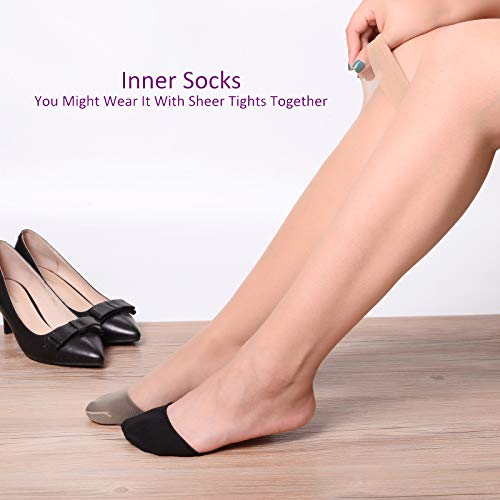 Image of Flammi 6 Pairs Ball of Foot Cushion Socks,Women's Toe Cover with Padding Toe Topper Liner Socks Non-Skid Bottom
